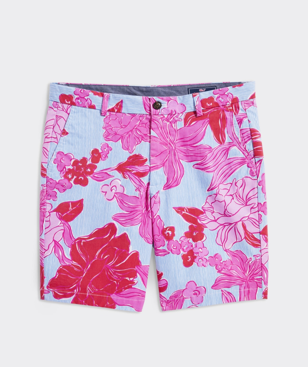 Bermudas Vineyard Vines Kentucky Derby 9 Inch Printed Stretch Breaker Shorts Roses and Posies - Paradise Punch | 087643AIO