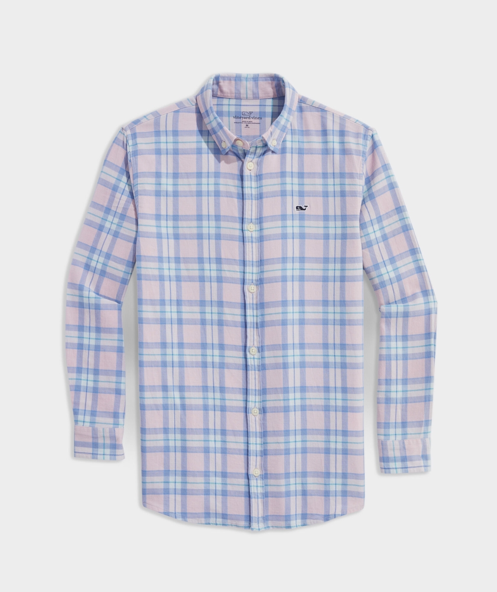 Camisas Vineyard Vines Boys Plaid Island Twill Shirt Rosas | 926438VDM