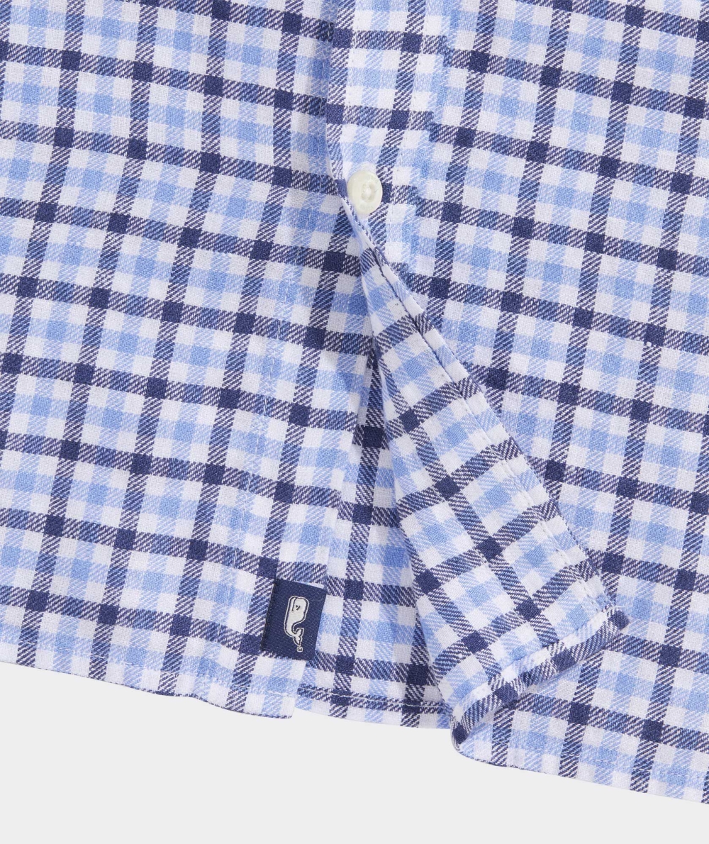 Camisas Vineyard Vines Island Twill Gingham Shirt Ocean Splash | 382109BCZ