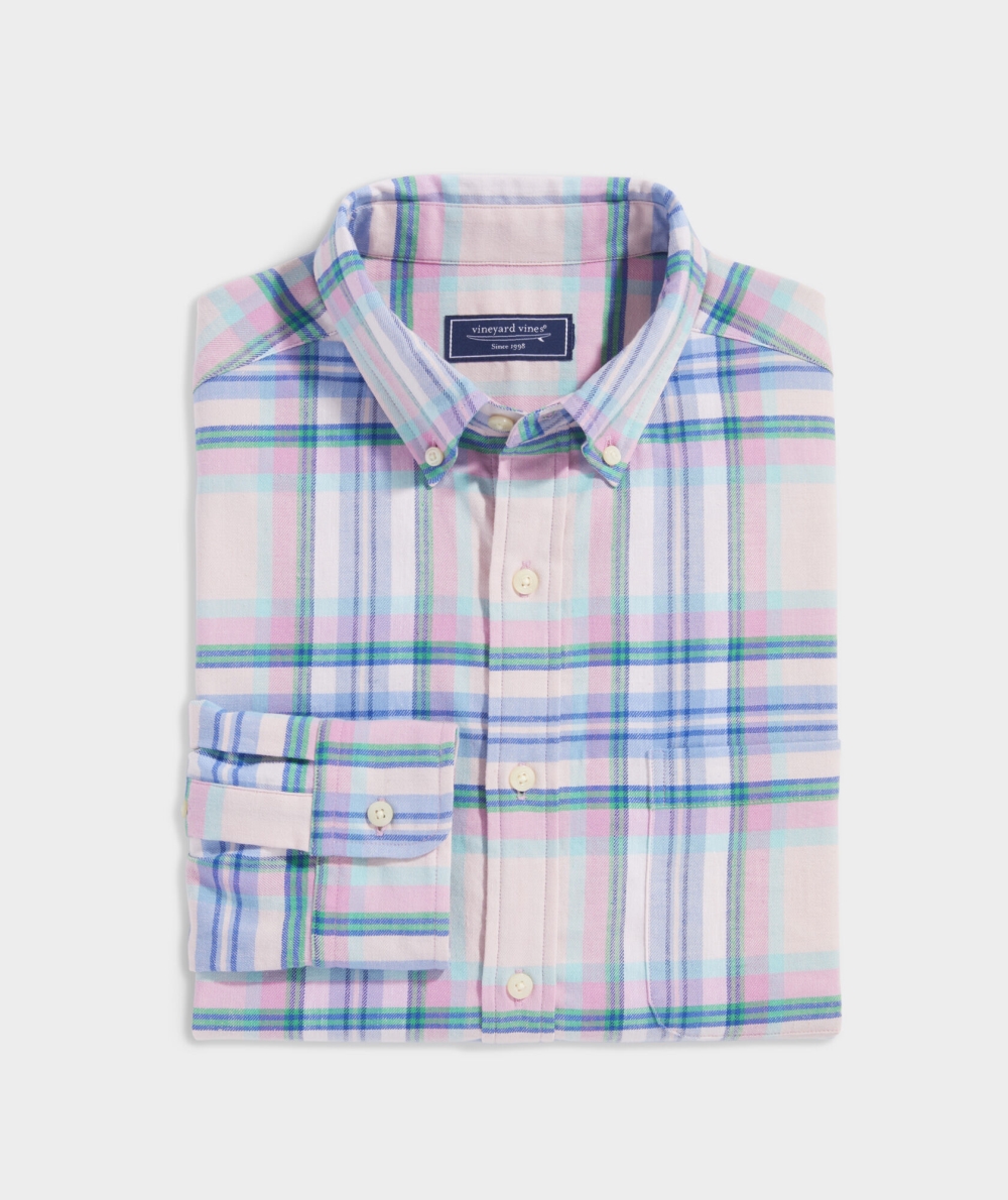 Camisas Vineyard Vines Island Twill Plaid Shirt Rosas | 267490JHW