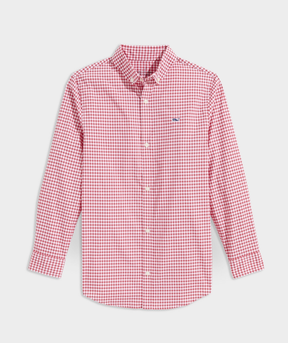 Camisas Vineyard Vines On-The-Go Gingham Shirt Rojos | 109672KNC