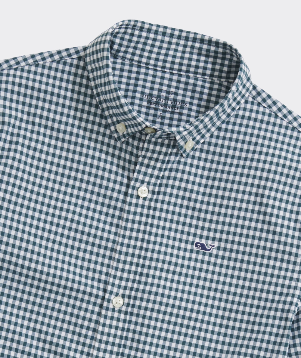 Camisas Vineyard Vines On-The-Go Gingham Shirt Verdes | 254307PHW