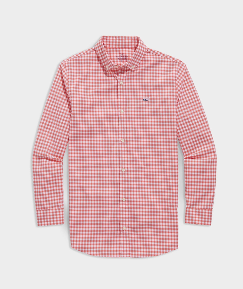 Camisas Vineyard Vines On-The-Go Gingham Shirt Arawak Gingham - Mai Tai | 627830ZID