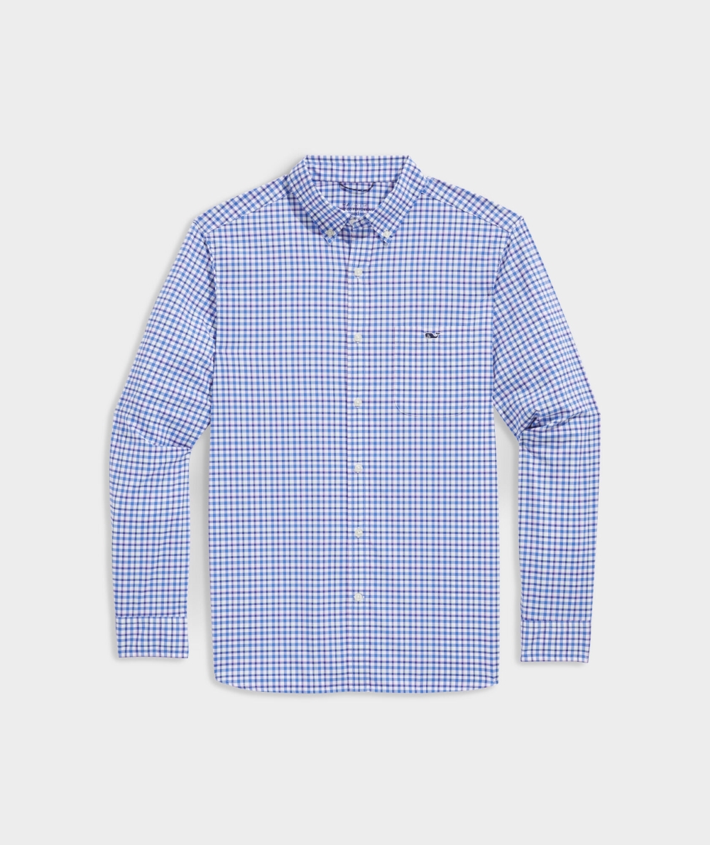 Camisas Vineyard Vines On-The-Go Nylon Check Shirt Azules | 489316KXW