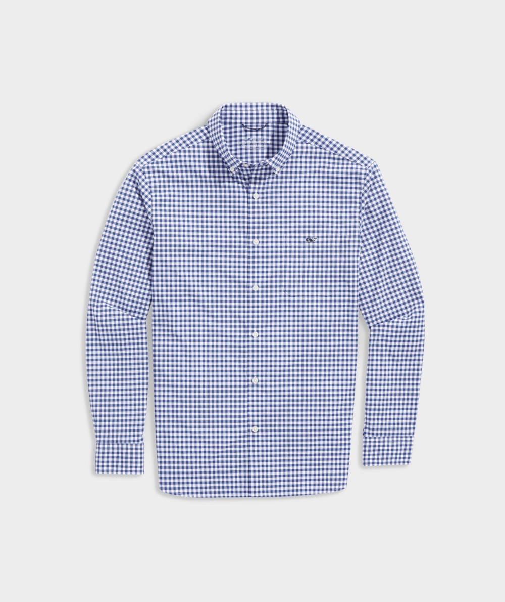 Camisas Vineyard Vines On-The-Go Nylon Gingham Shirt Azules | 012574ZCE