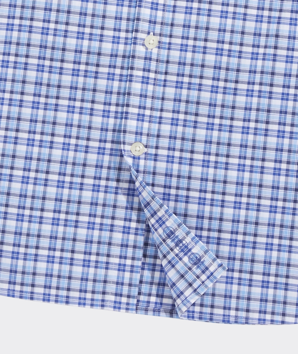 Camisas Vineyard Vines On-The-Go Nylon Plaid Shirt Azules | 810549MXK