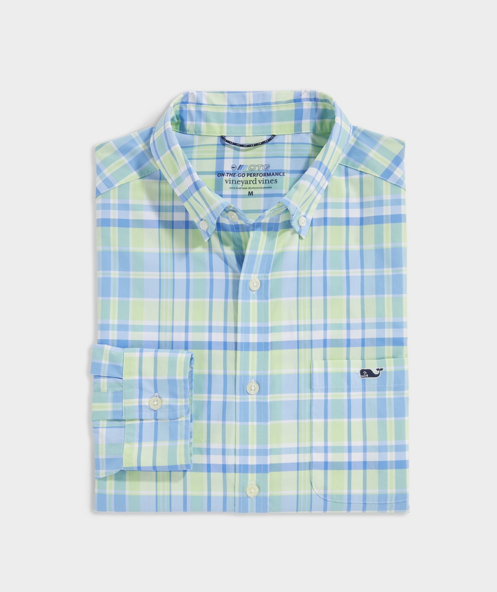 Camisas Vineyard Vines On-The-Go Nylon Plaid Shirt Harbor Island | 895203OVA