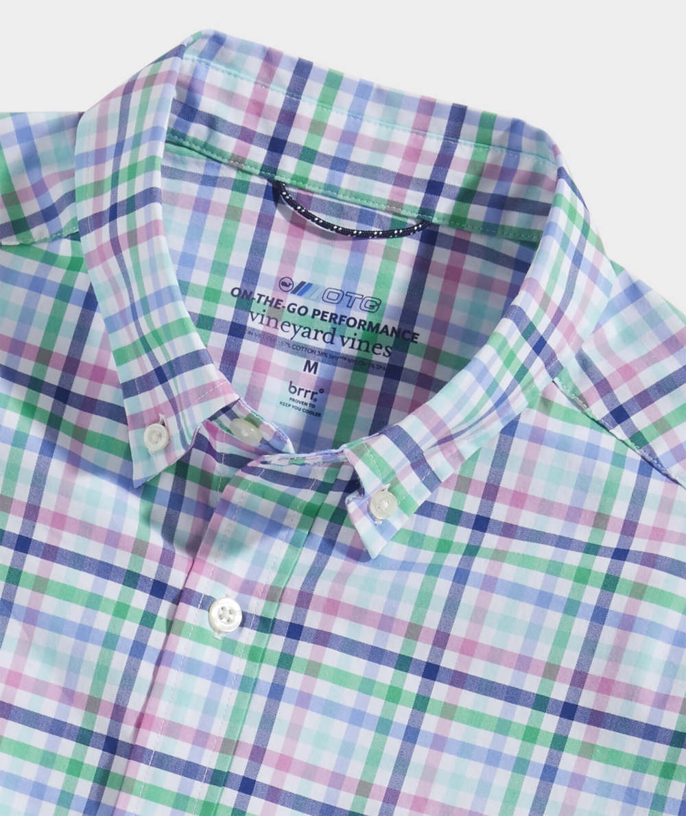 Camisas Vineyard Vines On-The-Go brrrº Check Shirt Azules | 163245ANX