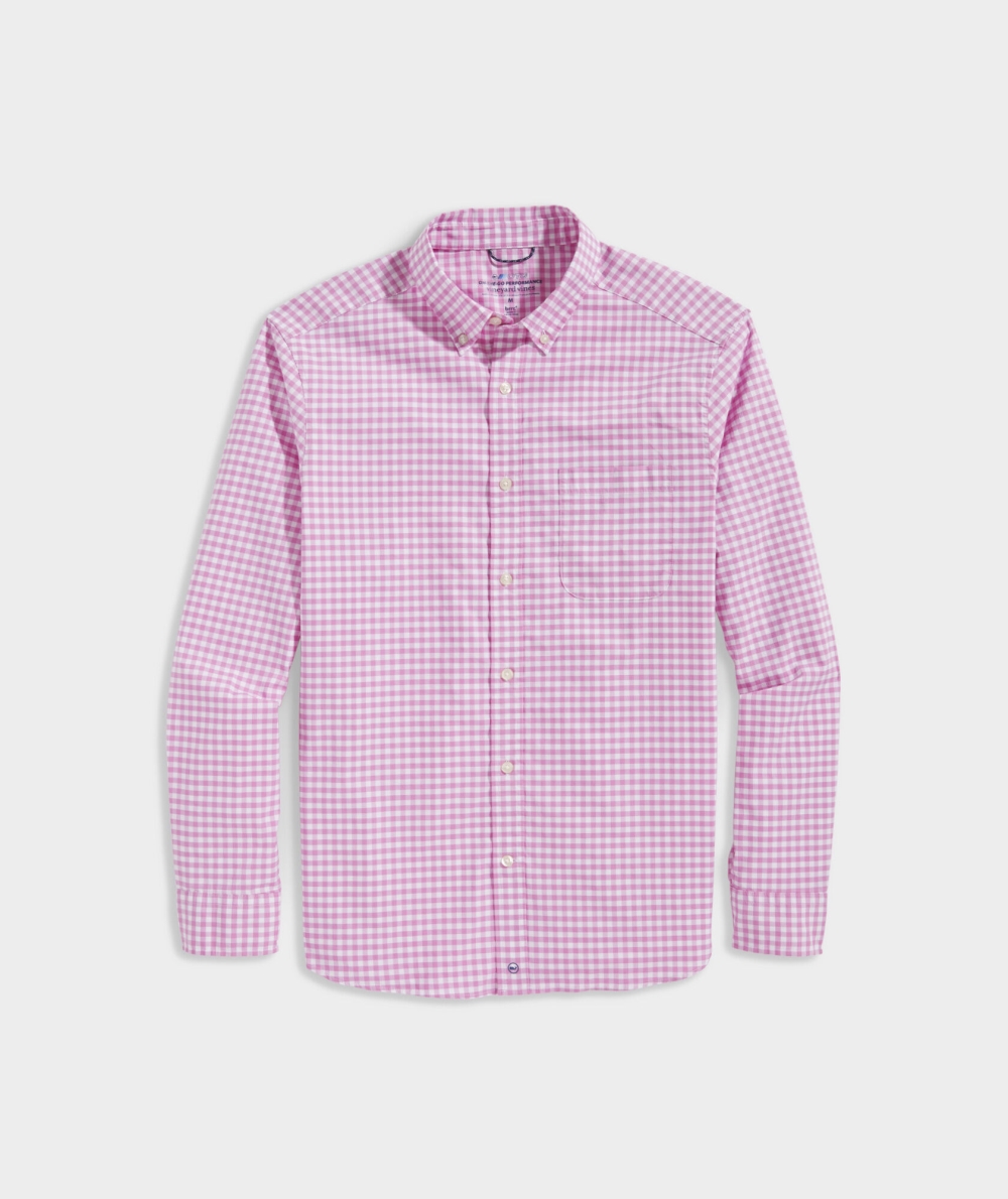 Camisas Vineyard Vines On-The-Go brrrº Gingham Shirt Rosas | 457609QIB