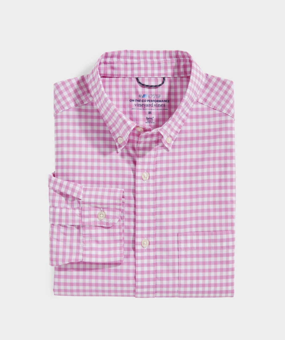 Camisas Vineyard Vines On-The-Go brrrº Gingham Shirt Rosas | 457609QIB