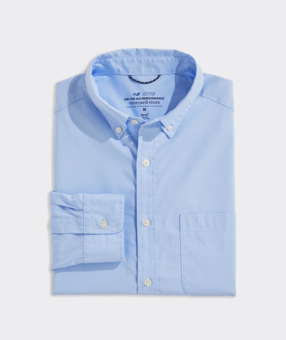 Camisas Vineyard Vines On-The-Go brrrº Solid Shirt Turquesa | 290436URM