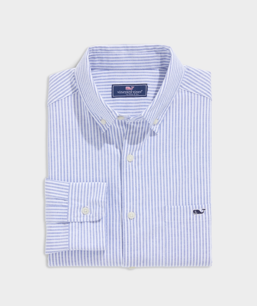 Camisas Vineyard Vines Oxford Stripe Shirt Azules | 720419HDA