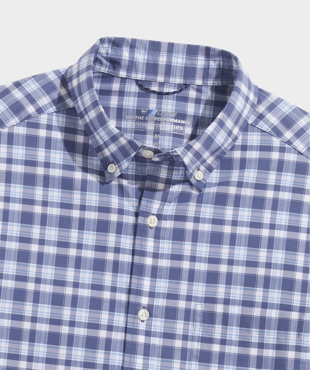 Camisas Vineyard Vines Plaid On-The-Go brrrº Shirt Ocean Splash | 784165BXF