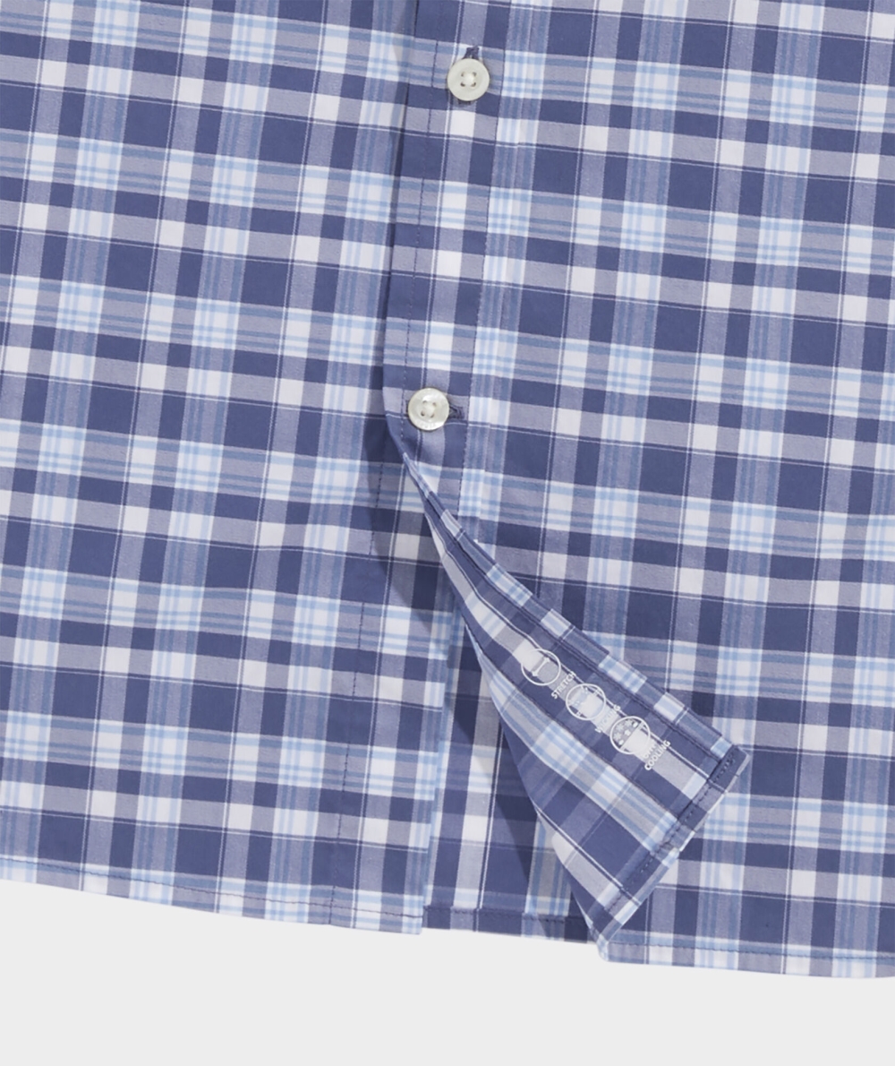 Camisas Vineyard Vines Plaid On-The-Go brrrº Shirt Ocean Splash | 784165BXF