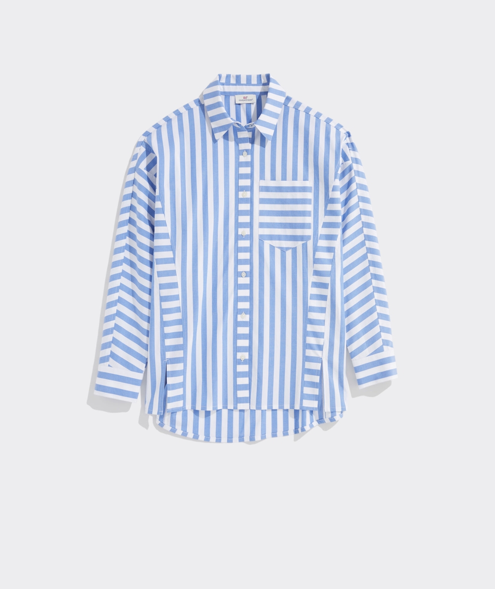 Camisas Vineyard Vines Poplin A Rayas Weekend Button-Down Blancos Azules | 850364NQV