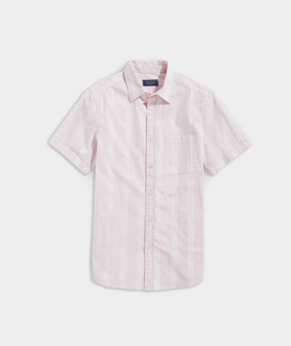 Camisas Vineyard Vines Stretch Algodon Corta-Sleeve Stripe Shirt Rosas | 471563LHM