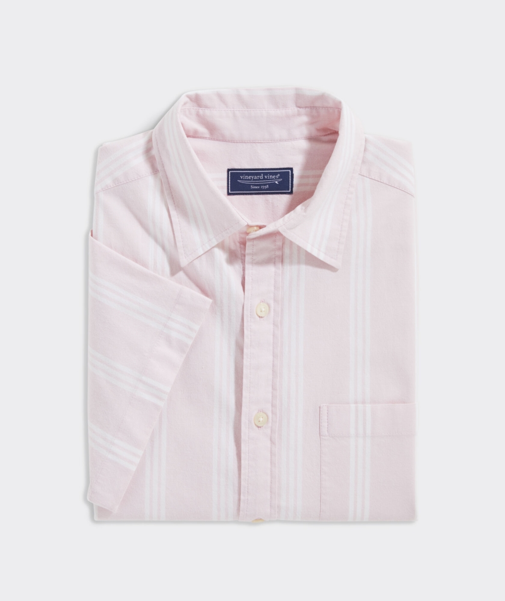 Camisas Vineyard Vines Stretch Algodon Corta-Sleeve Stripe Shirt Rosas | 471563LHM