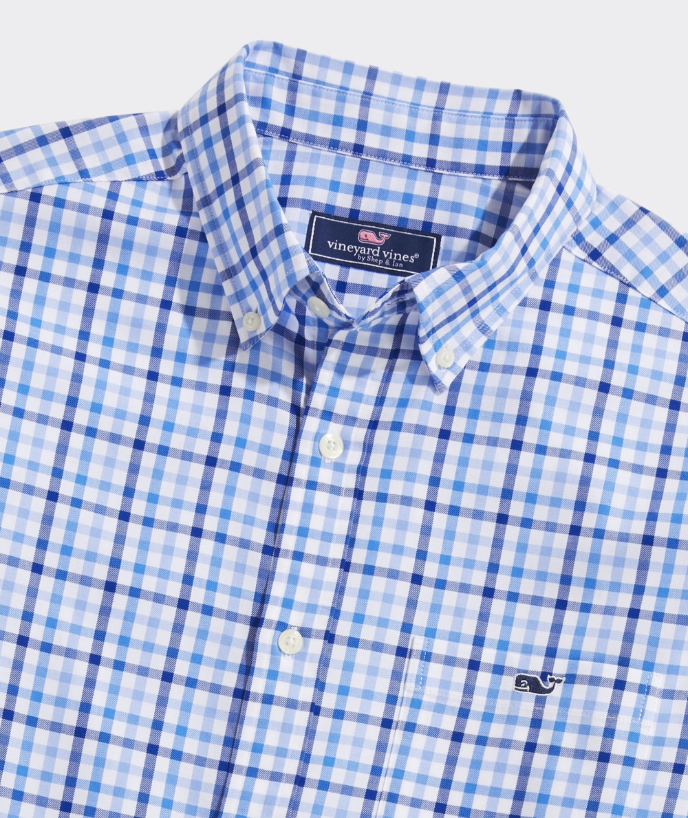 Camisas Vineyard Vines Stretch Poplin Check Shirt Azules | 760412JOW