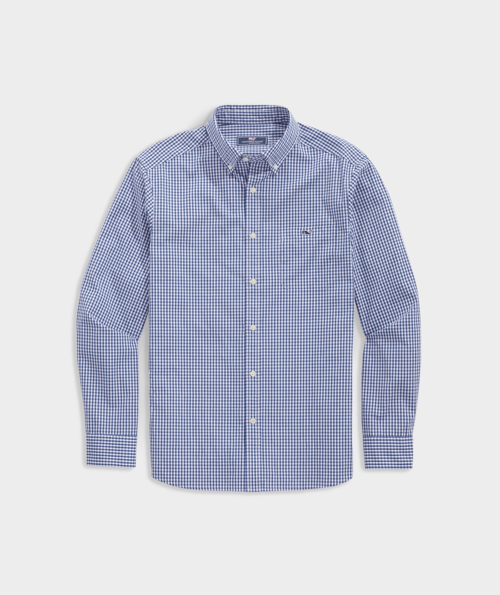 Camisas Vineyard Vines Stretch Poplin Gingham Shirt Azules | 413859GXV