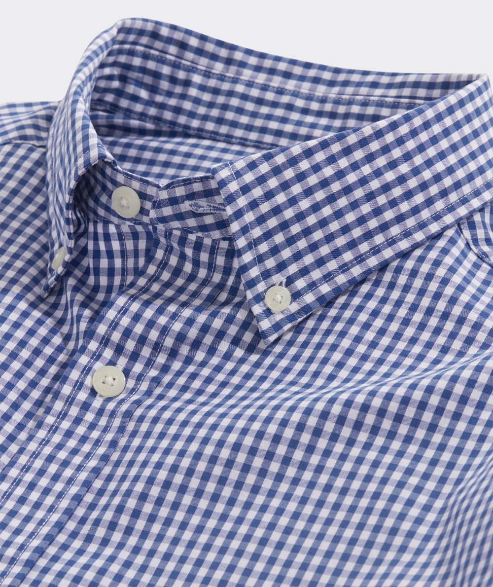 Camisas Vineyard Vines Stretch Poplin Gingham Shirt Azules | 413859GXV