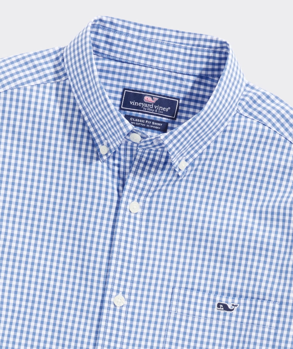 Camisas Vineyard Vines Stretch Poplin Gingham Shirt Azules | 729436WOI