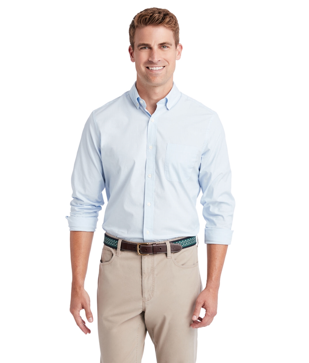 Camisas Vineyard Vines Stretch Poplin Solid Shirt Azules | 216479VHQ