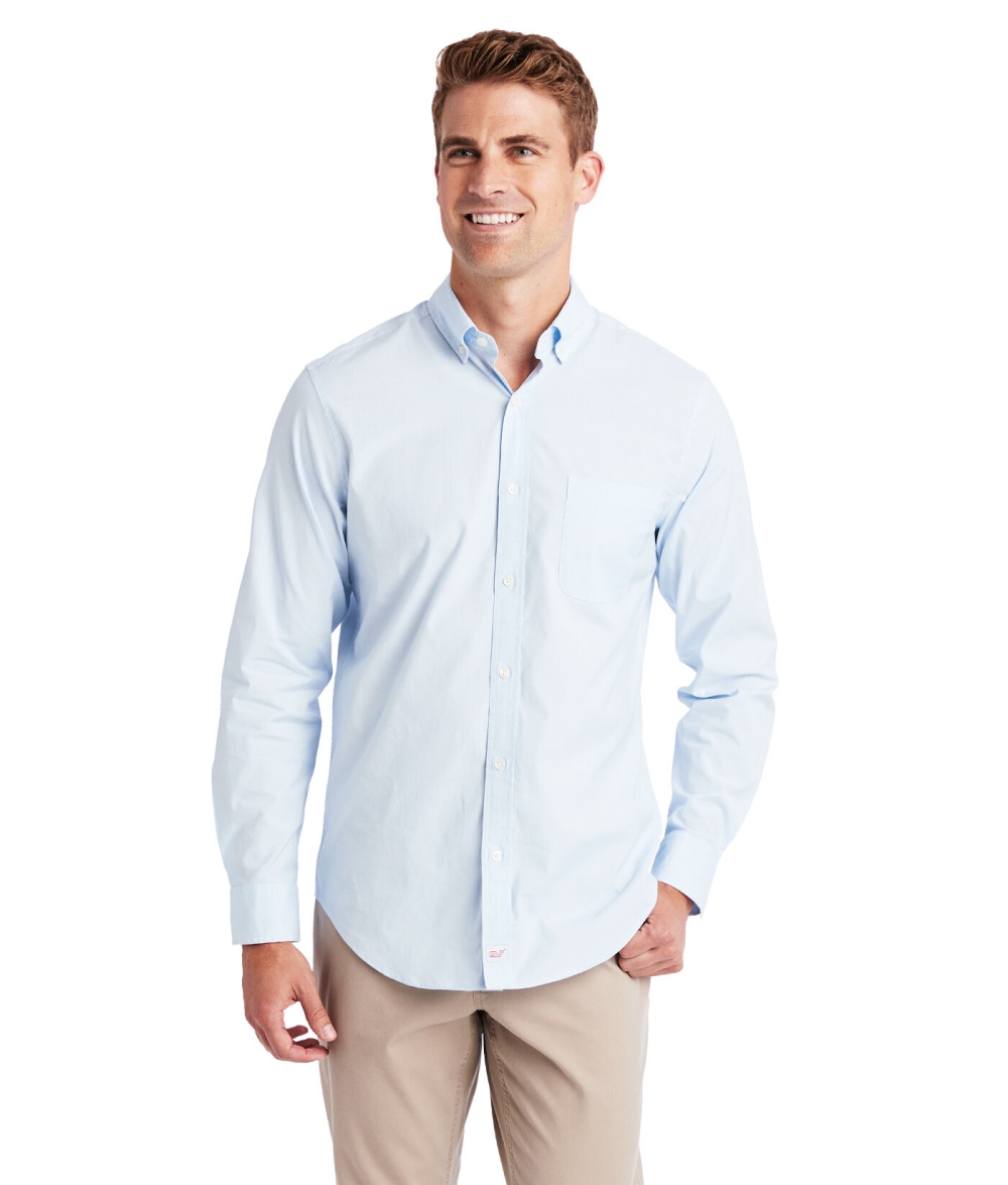 Camisas Vineyard Vines Stretch Poplin Solid Shirt Azules | 216479VHQ