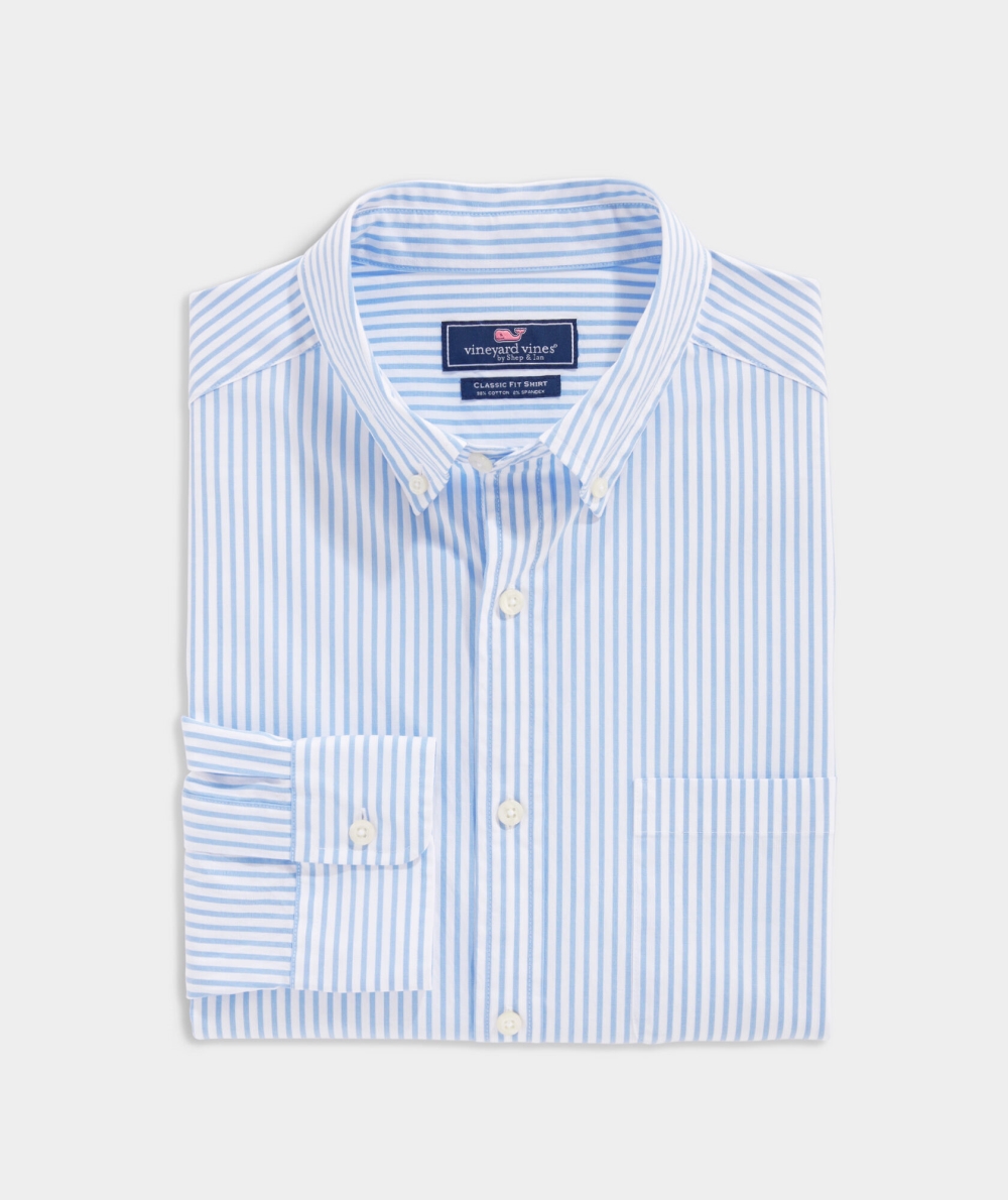 Camisas Vineyard Vines Stretch Poplin Stripe Shirt Azules | 926831FPM