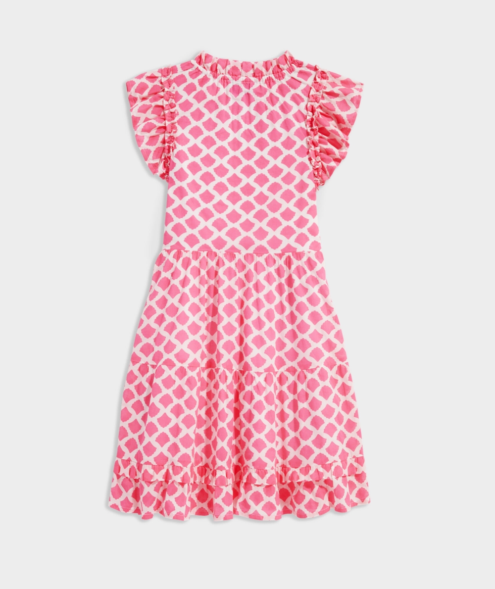 Dresses Vineyard Vines Block Shell Tiered Ruffle Vestido Rosas | 302746MPX