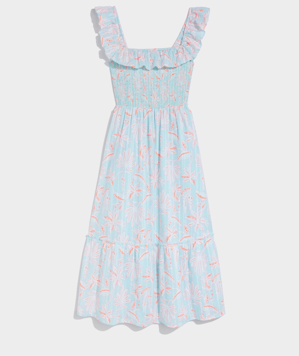 Dresses Vineyard Vines Cay Floral Smocked Midi Vestido Cay Floral - Island Paradise | 520398VQR