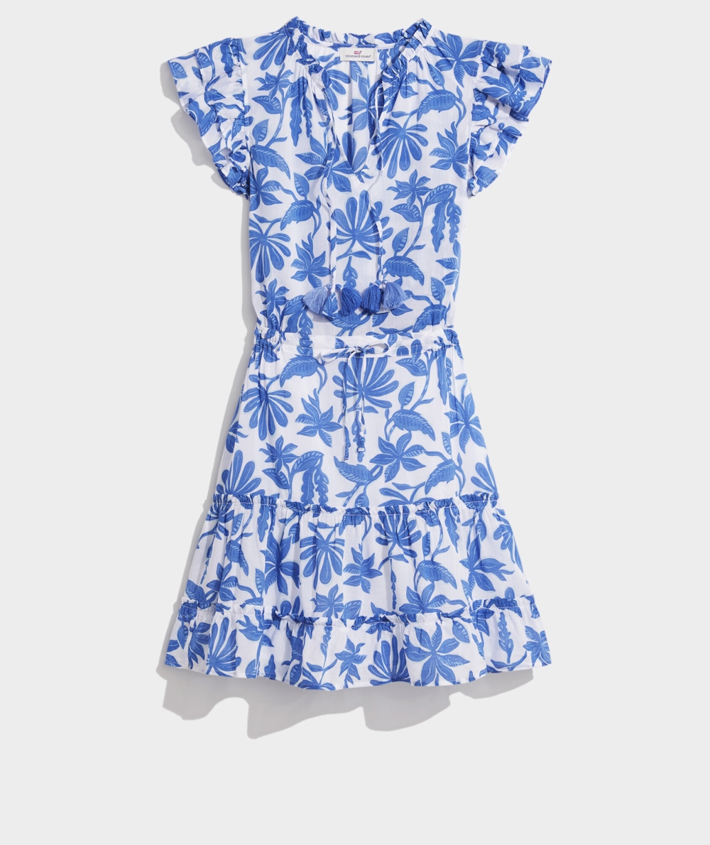 Dresses Vineyard Vines Floral Smocked Cintura Vestido Azules | 386504DMQ