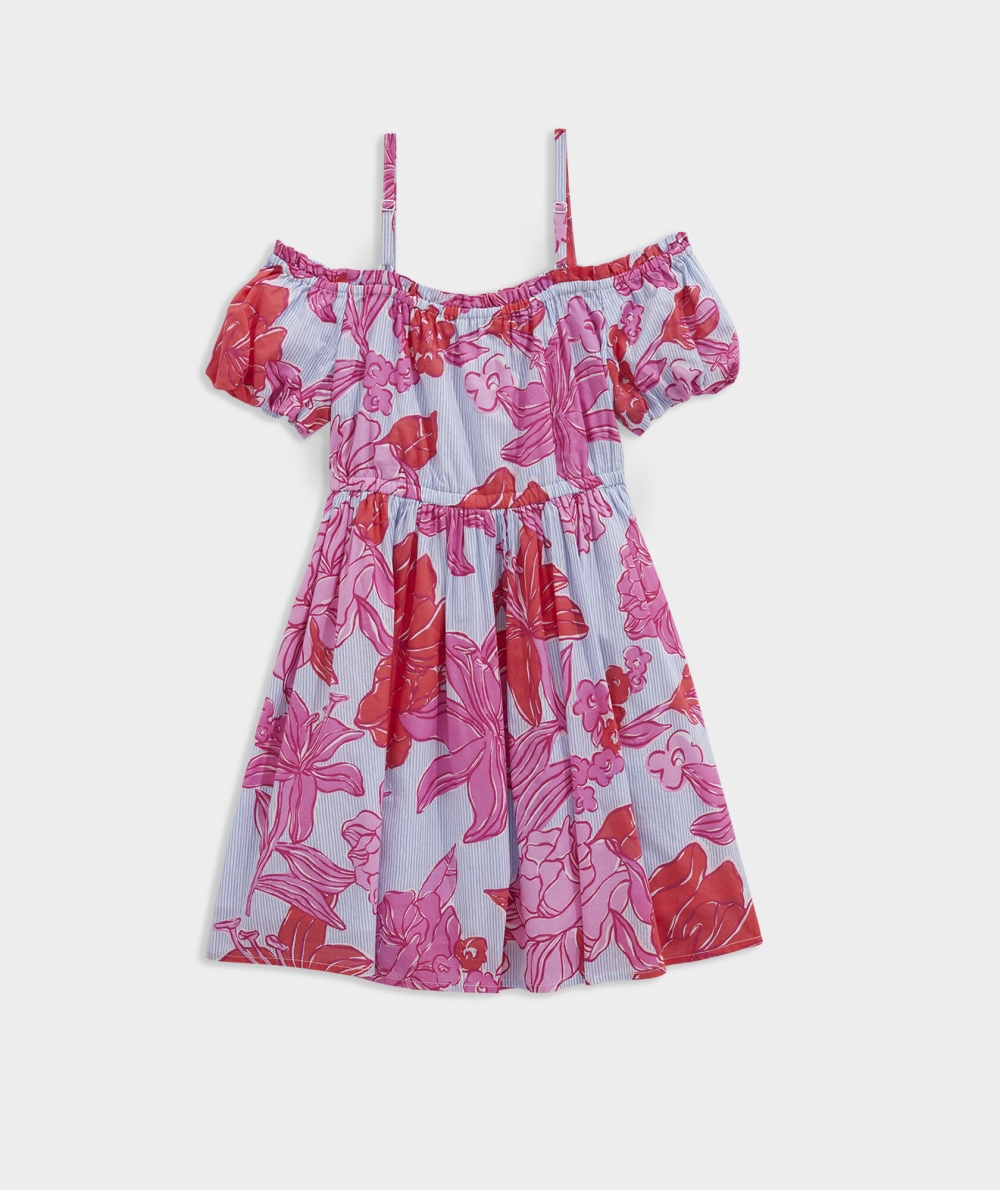 Dresses Vineyard Vines Kentucky Derby Off-Shoulder Vestido Roses and Posies - Paradise Punch | 325107NLE