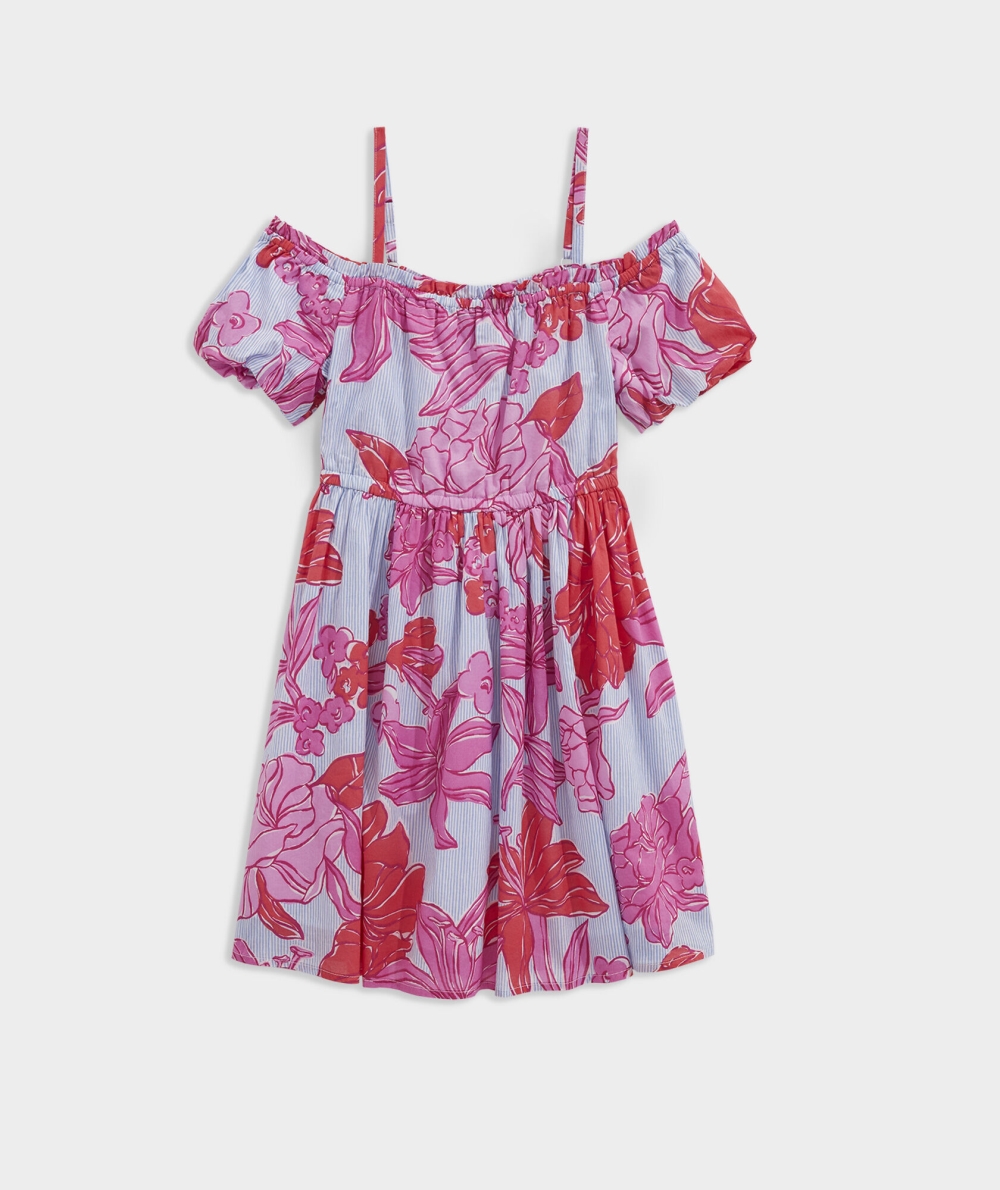 Dresses Vineyard Vines Kentucky Derby Off-Shoulder Vestido Roses and Posies - Paradise Punch | 325107NLE