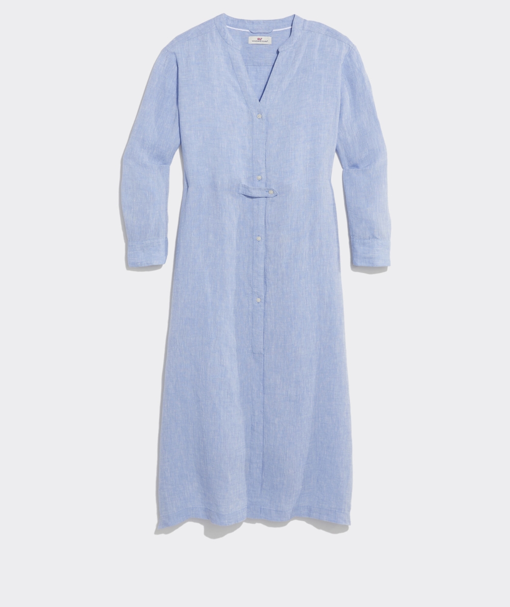 Dresses Vineyard Vines Linen Button-Down Midi Cover-Up Azules | 468590DHS