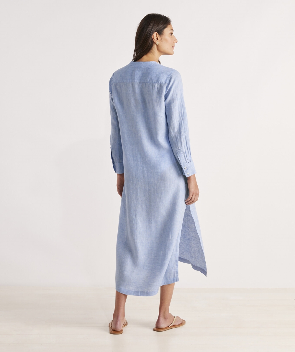 Dresses Vineyard Vines Linen Button-Down Midi Cover-Up Azules | 468590DHS