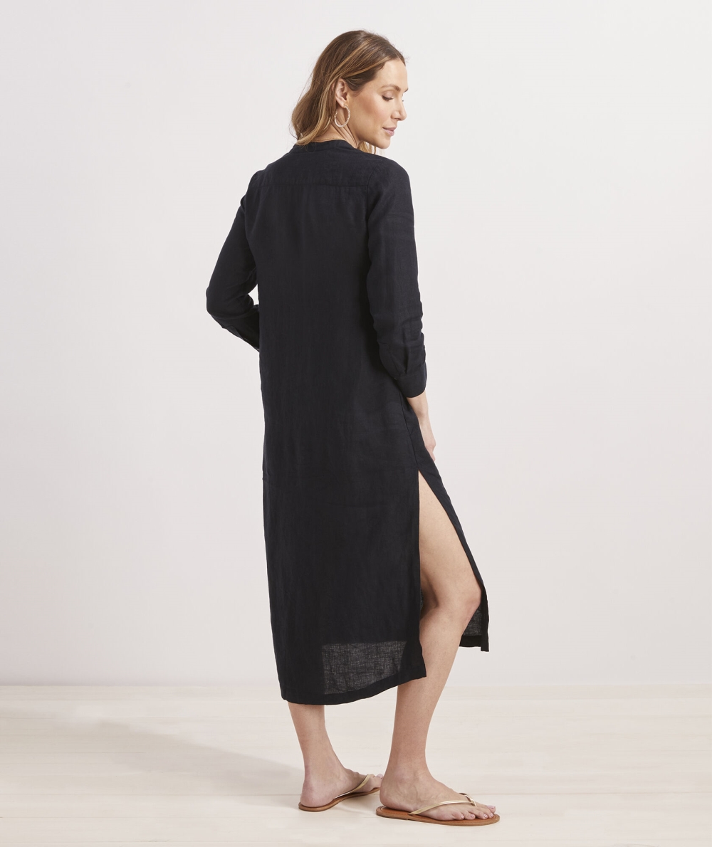 Dresses Vineyard Vines Linen Button-Down Midi Cover-Up Negros | 613748ZUX