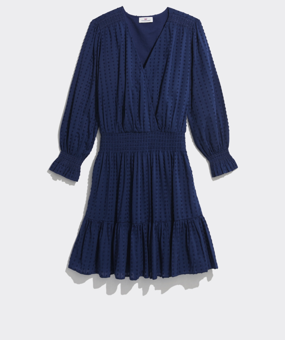 Dresses Vineyard Vines Textured Smocked Wrap Vestido Azules | 875039CSM