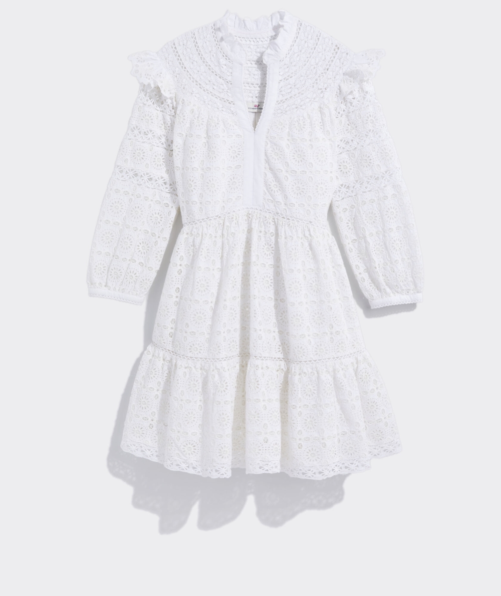 Dresses Vineyard Vines Tiered Eyelet Ruffle Vestido Blancos | 054239HSW