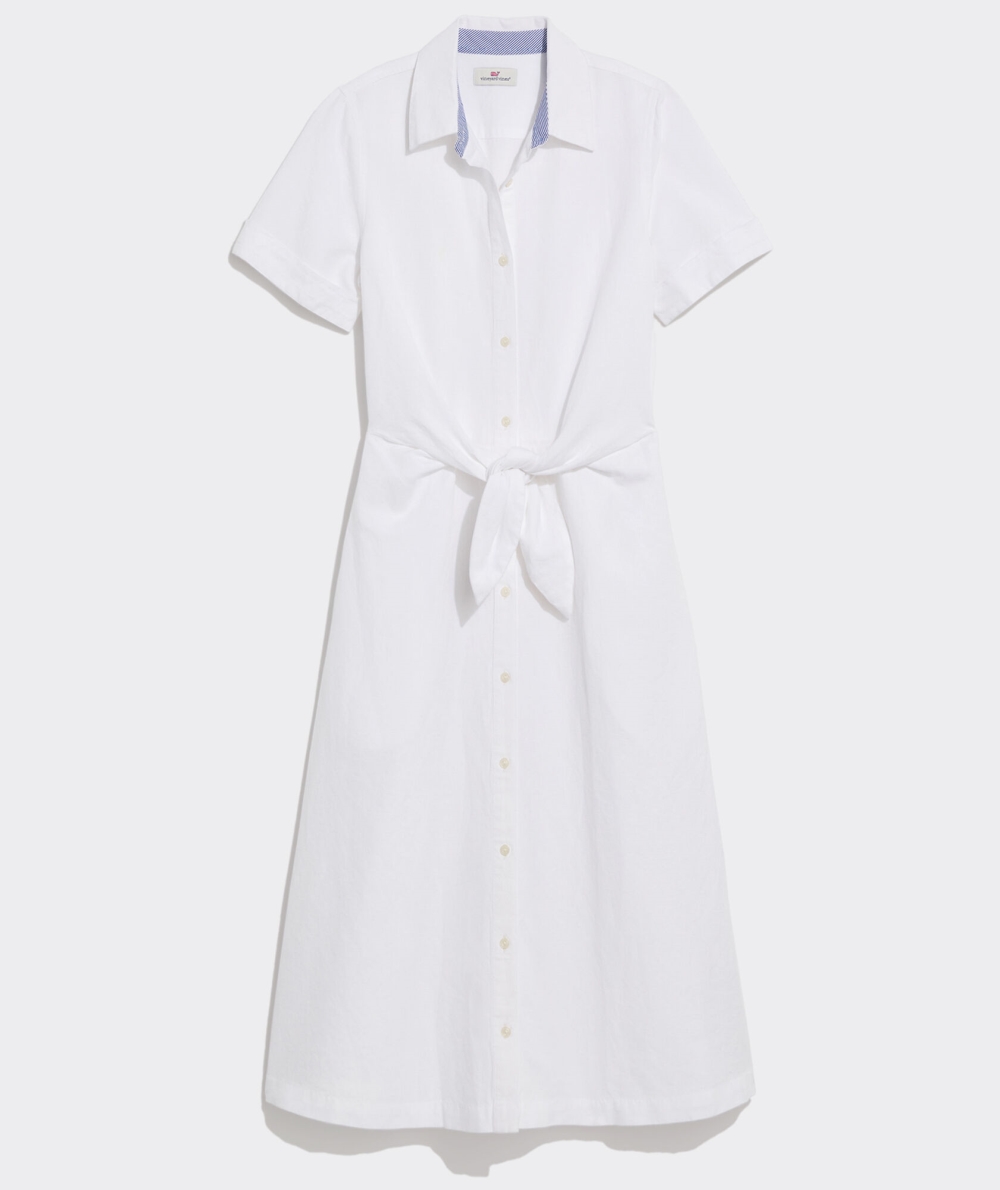 Dresses Vineyard Vines Westerly Tie-Front Linen Vestido Blancos | 745839EVQ