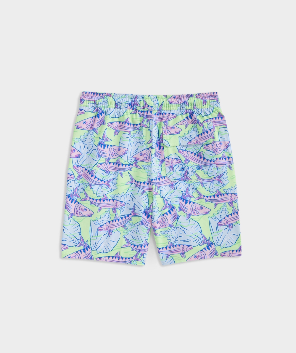 Nadar Vineyard Vines Printed Chappy Swim Trunks Bonefish Palm Beach - Neon Kiwi | 613029MGD