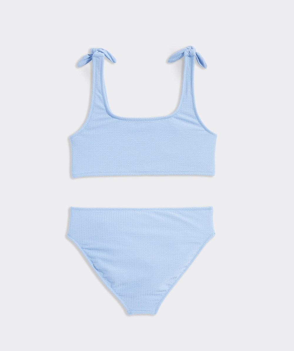 Nadar Vineyard Vines Tie-Shoulder Bikini Seersucker - Ocean | 294837SZV