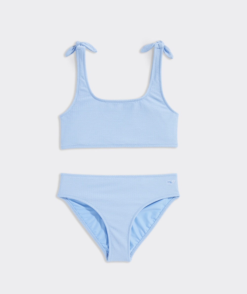 Nadar Vineyard Vines Tie-Shoulder Bikini Seersucker - Ocean | 294837SZV