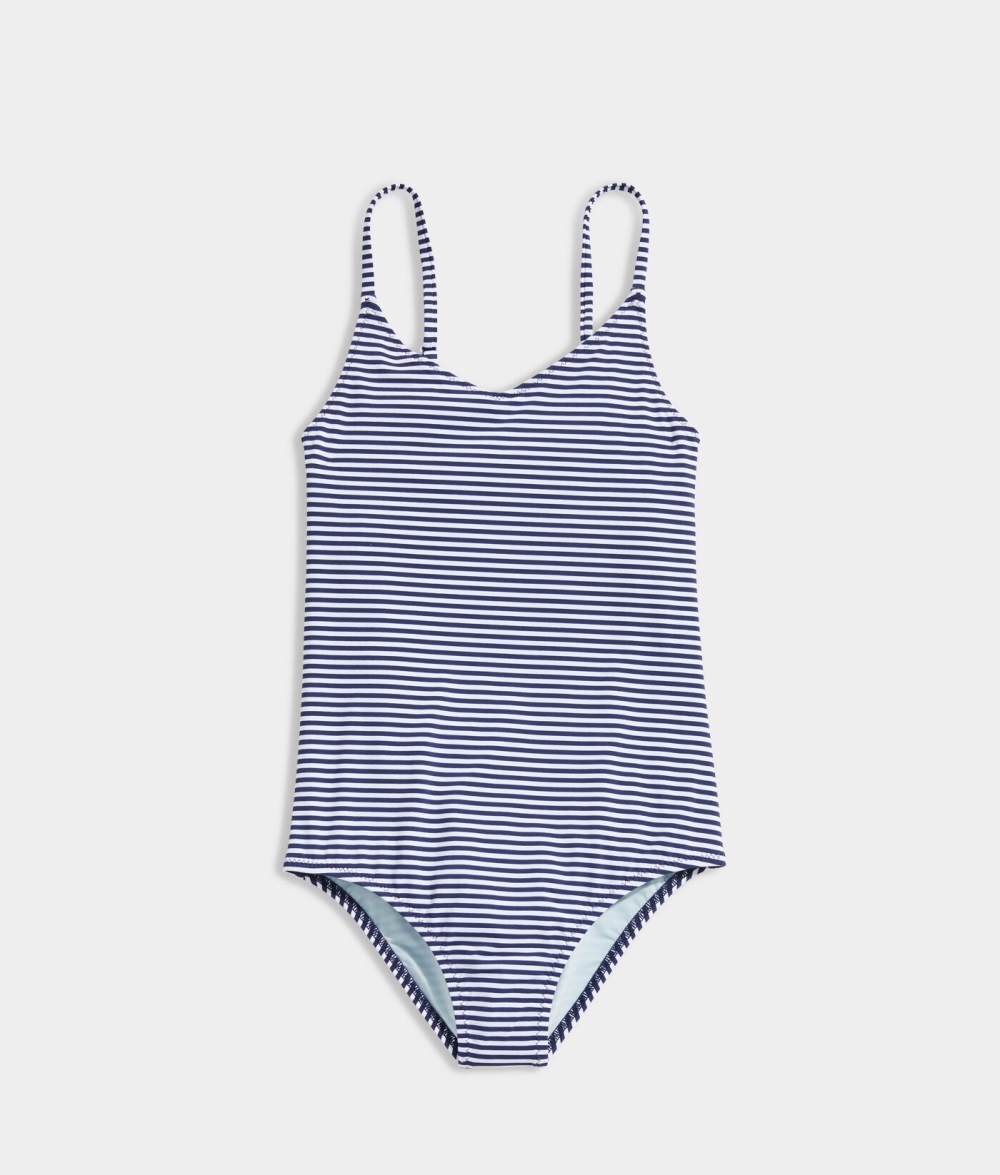 Nadar Vineyard Vines Vineyard Feeder Stripe One-Piece Azules | 583042EMY