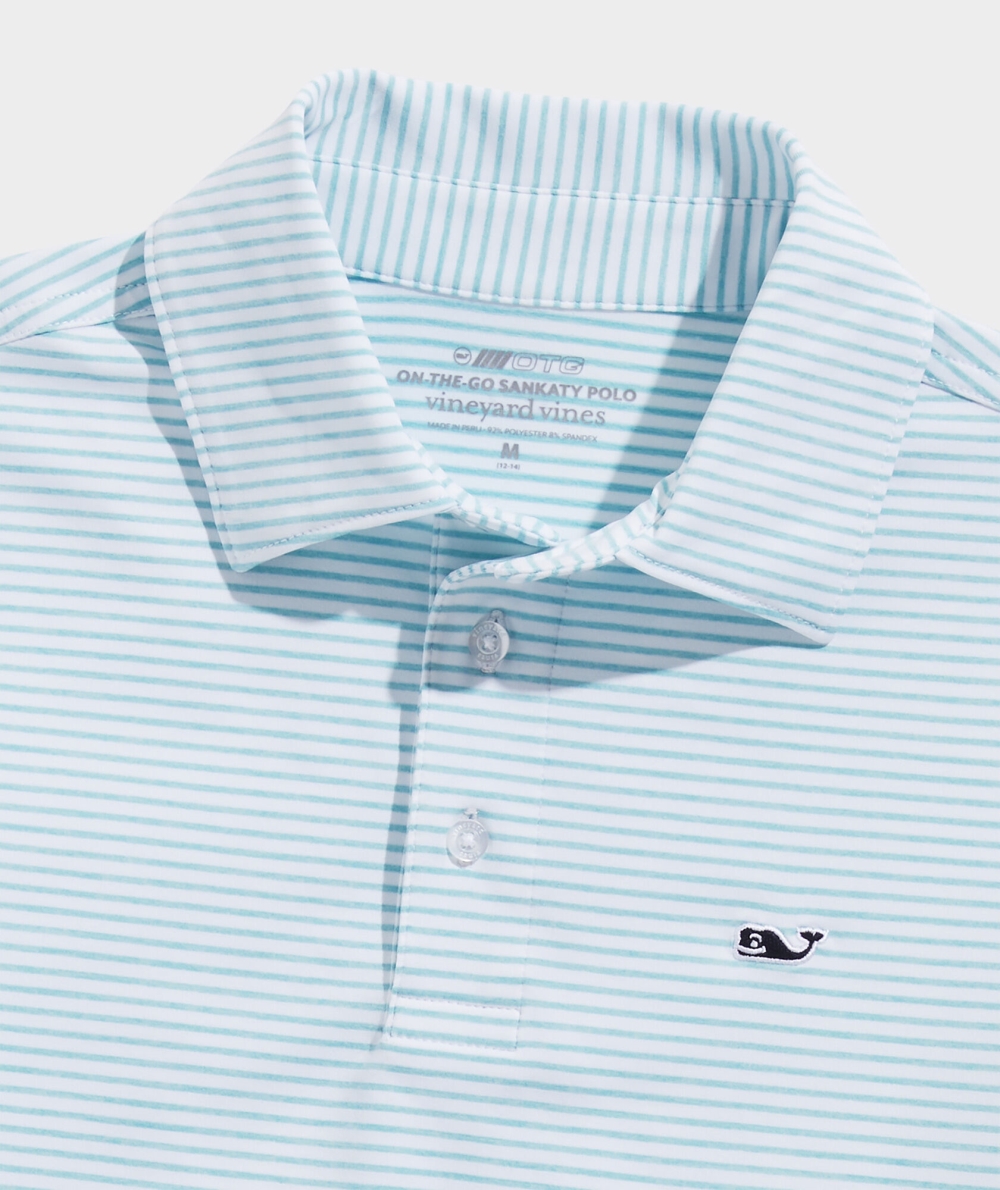 Polos Vineyard Vines Bradley Stripe Sankaty Polo Blancos Azules | 073496XNM