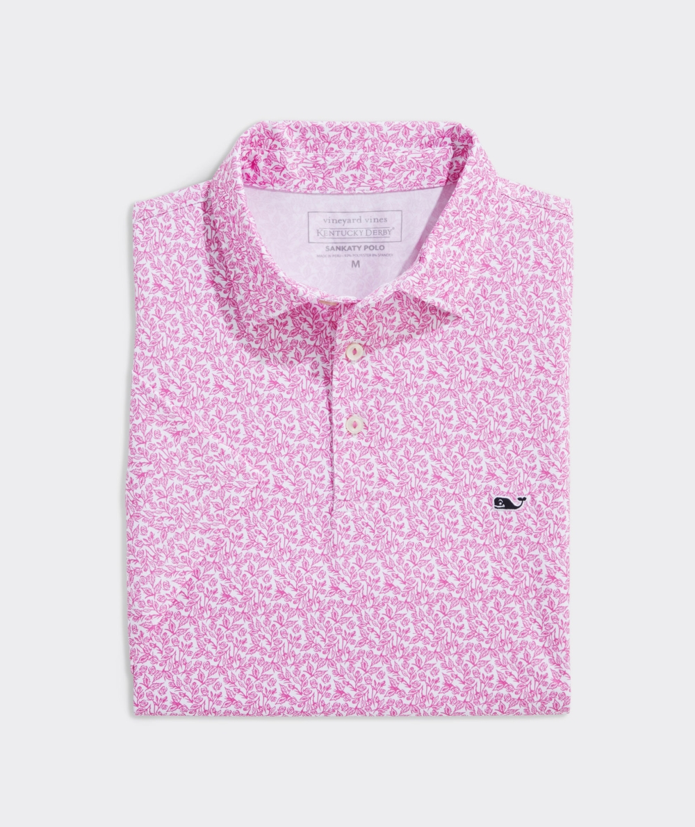 Polos Vineyard Vines Kentucky Derby Printed Sankaty Polo Climbing Roses - Paradise Punch | 648012PTU