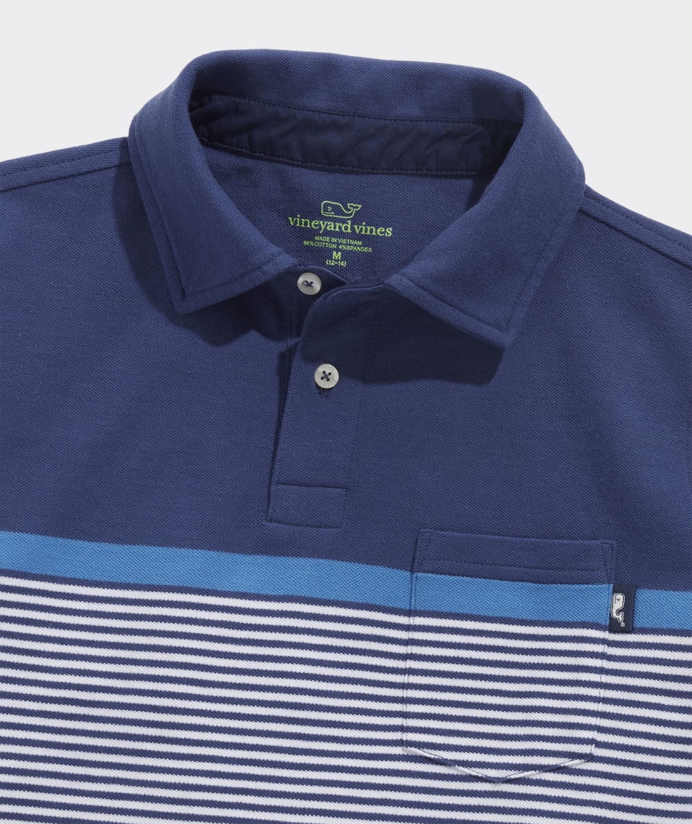 Polos Vineyard Vines Surfside Pique Polo Azules Blancos Azules | 451720NKA