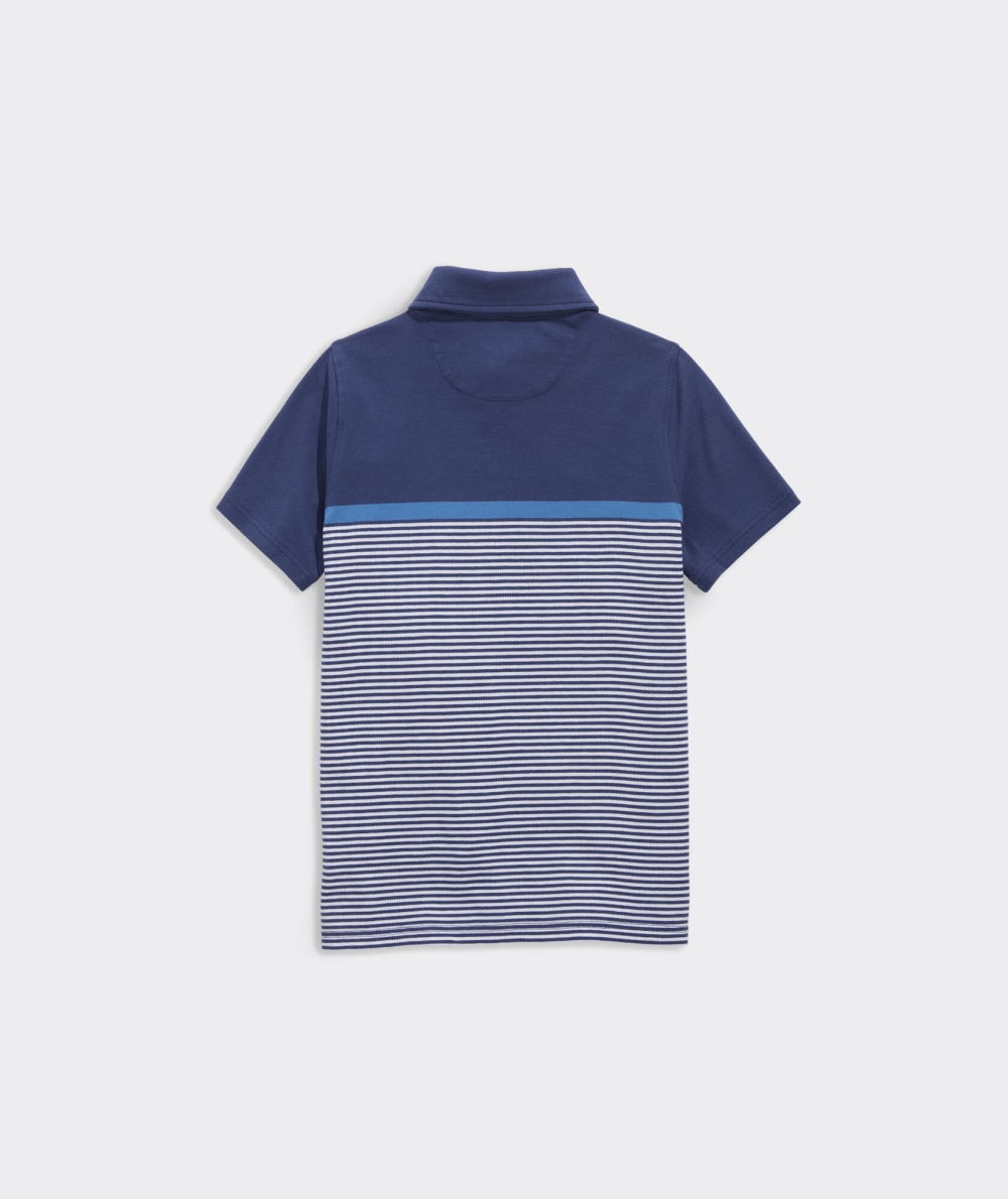 Polos Vineyard Vines Surfside Pique Polo Azules Blancos Azules | 451720NKA