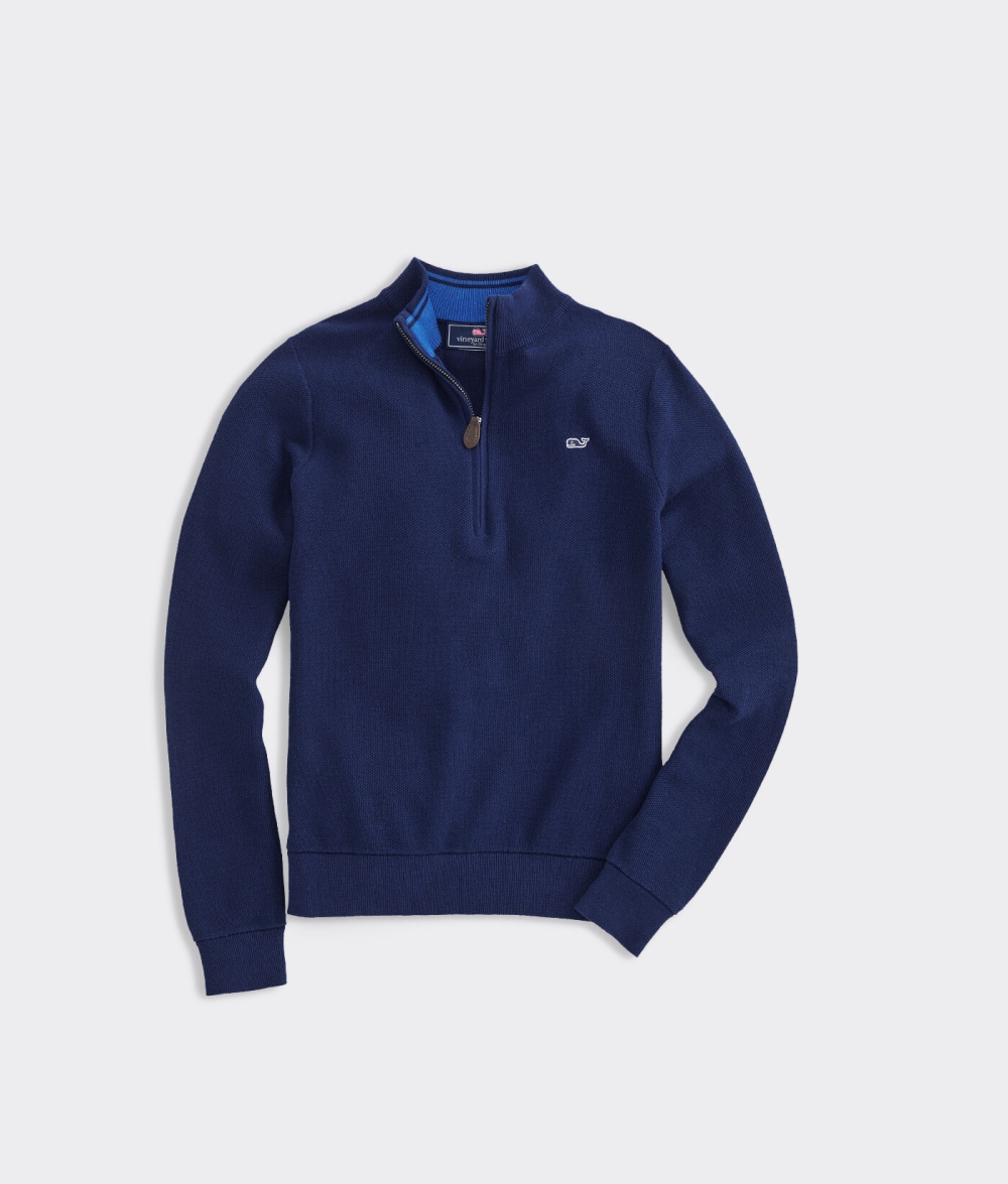 Pullovers Vineyard Vines Classic Quarter-Zip Sueter Azules | 356917SIN