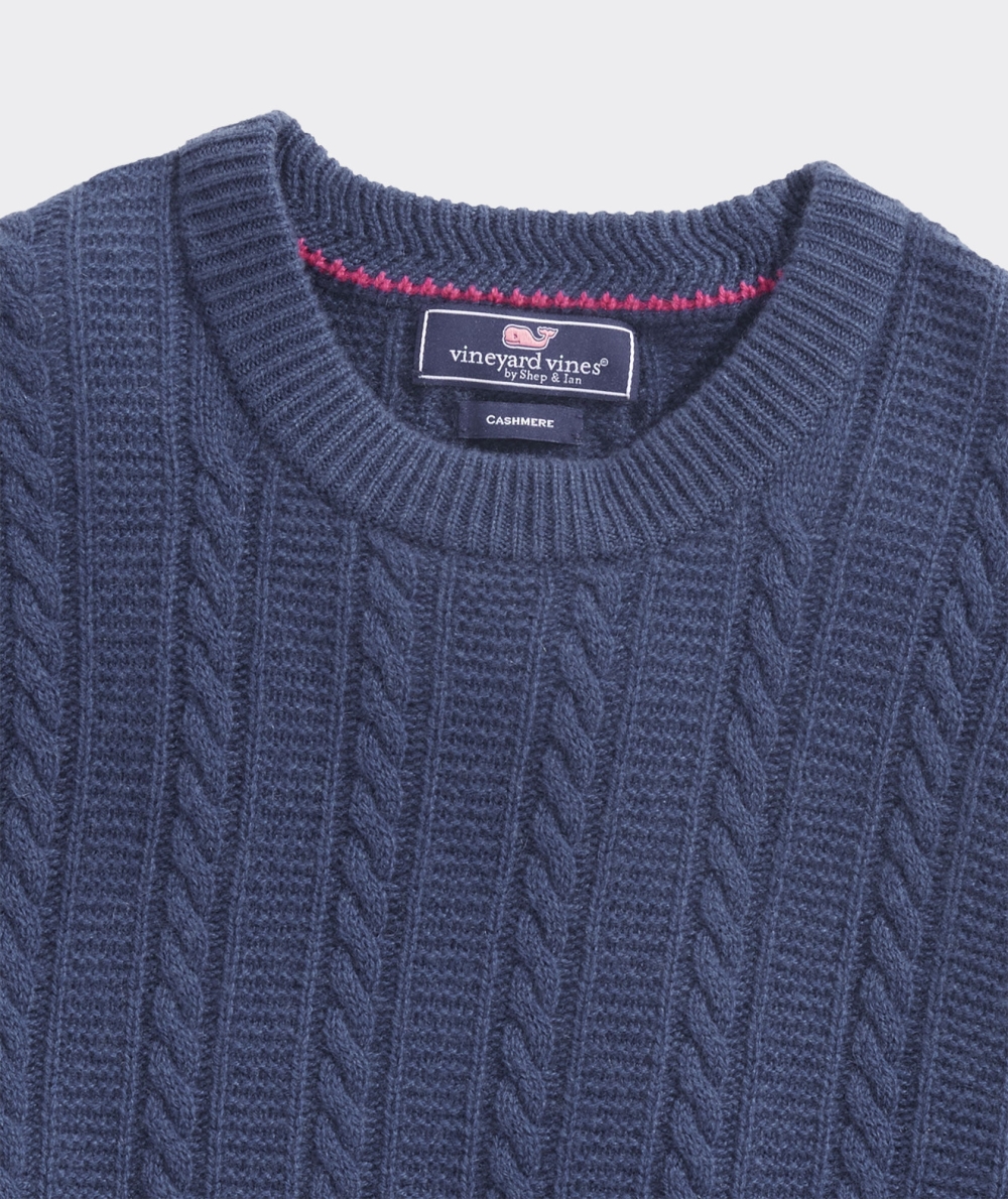 Suéteres Vineyard Vines Cashmere Cable Crewneck Sueter Azules | 215047SIX