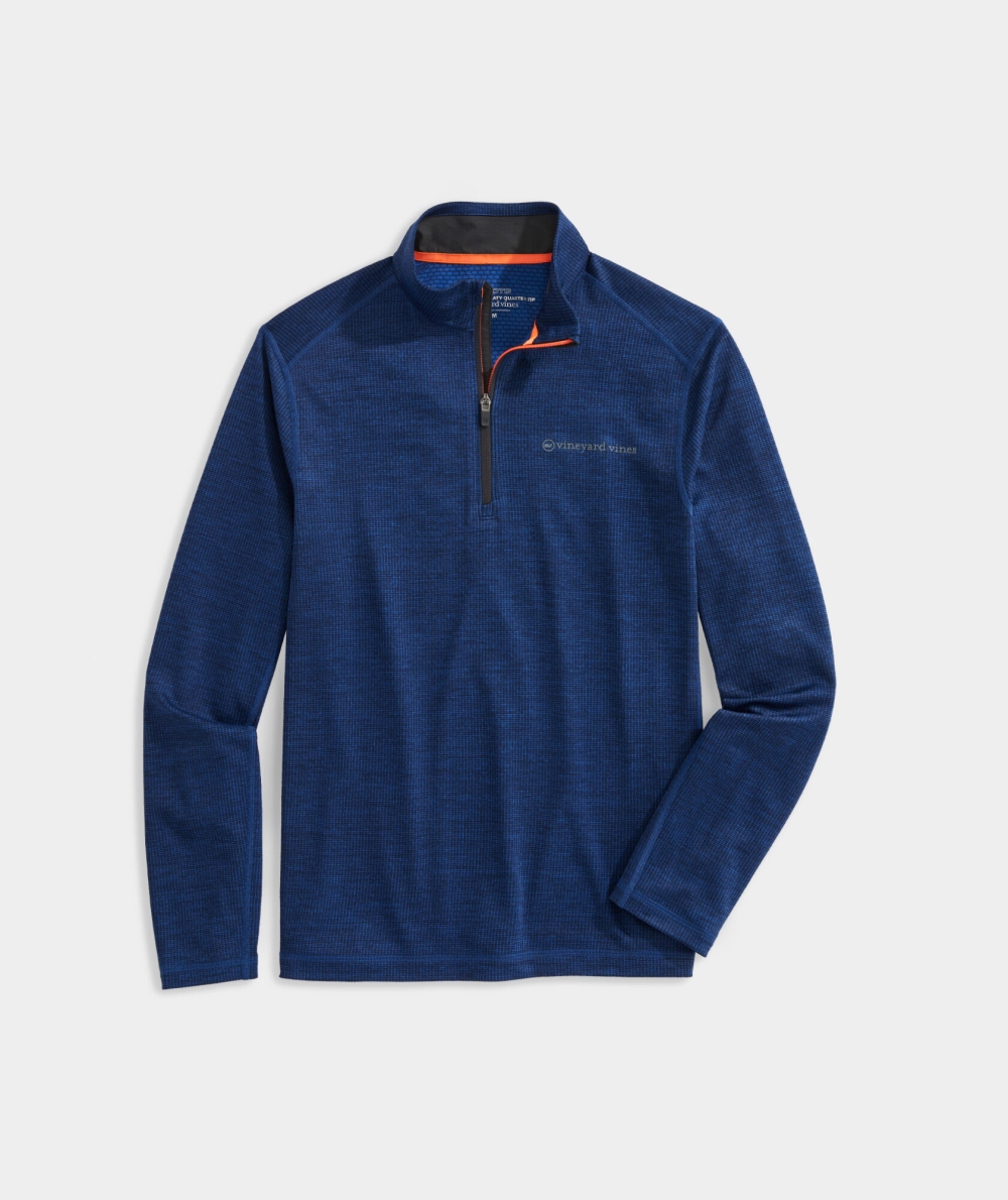 Suéteres Vineyard Vines Pop-Trim Sankaty Quarter-Zip Azules | 346810EBQ